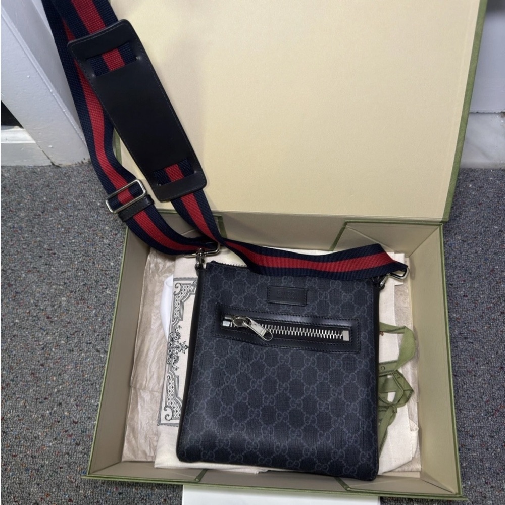 Gucci Black and Red Messenger Bag